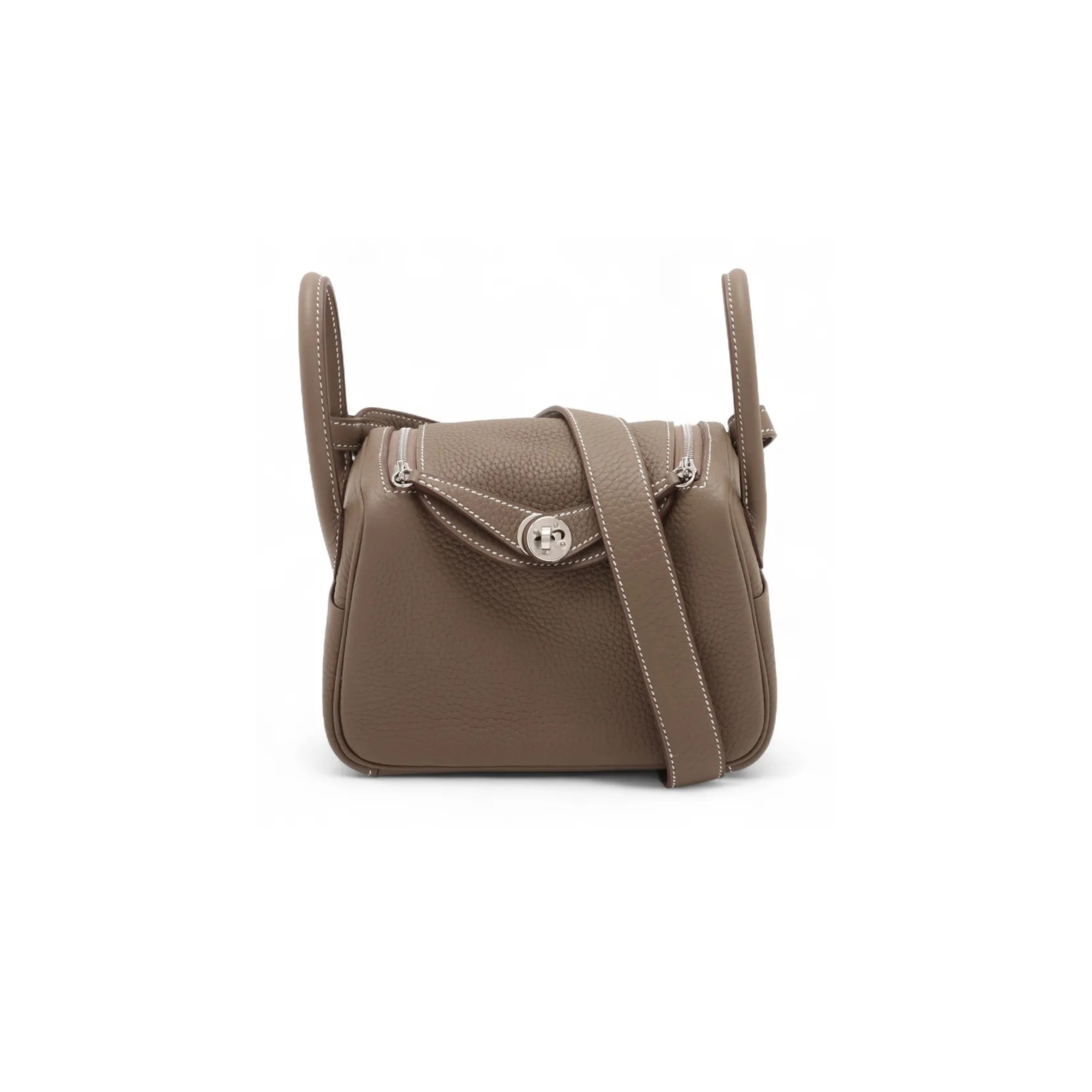 HERMÈS MASTER MINI LINDY IITAURILLON CLEMENCE ETOUPE SILVER METAL FITTINGS (19*13*9.5cm) 